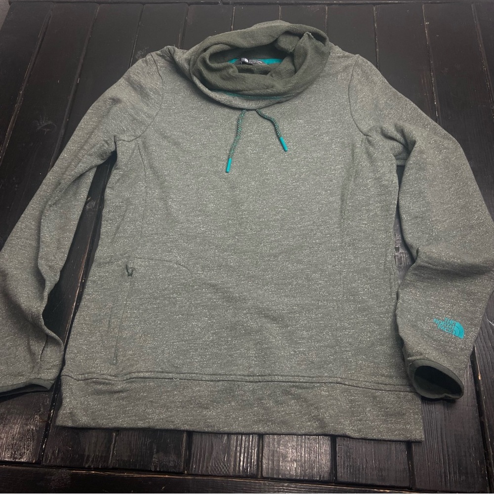 North Face Sweater Womens Medium Long Sleeve Casual High Neck Outdoors Green